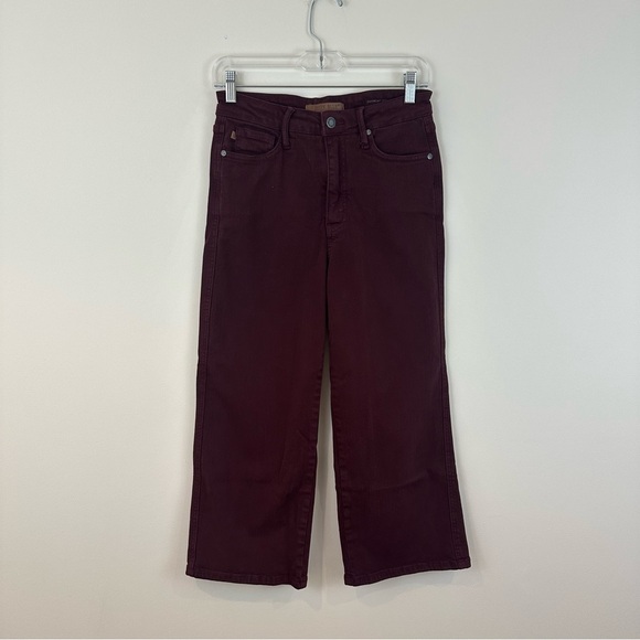 Judy Blue Charlotte Tummy Control Dyed Wide Crop Jeans in Ox Blood Size 27 - Picture 2 of 7